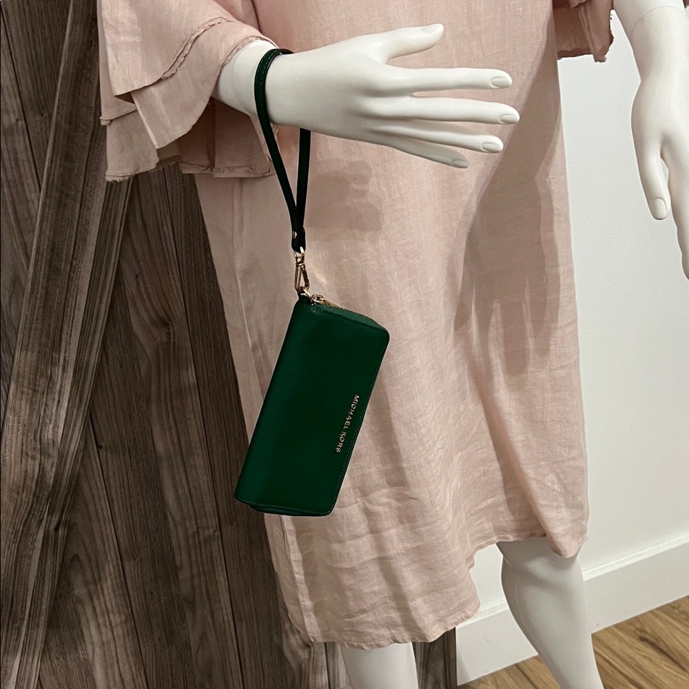 Michael Kors Emerald Wristlet with Gold Hardware